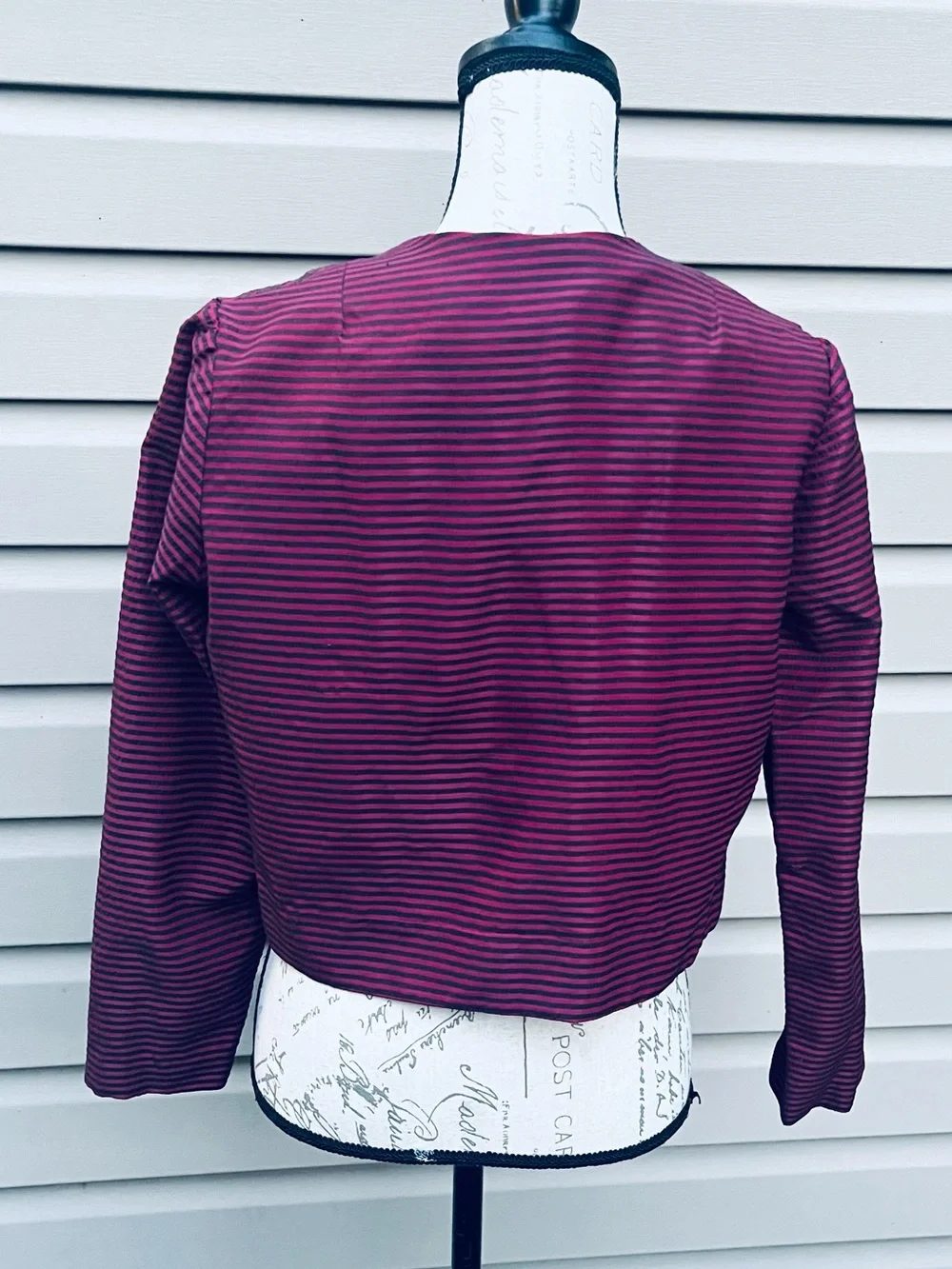 Vintage Two-Piece Purple Striped Suit with White Bow